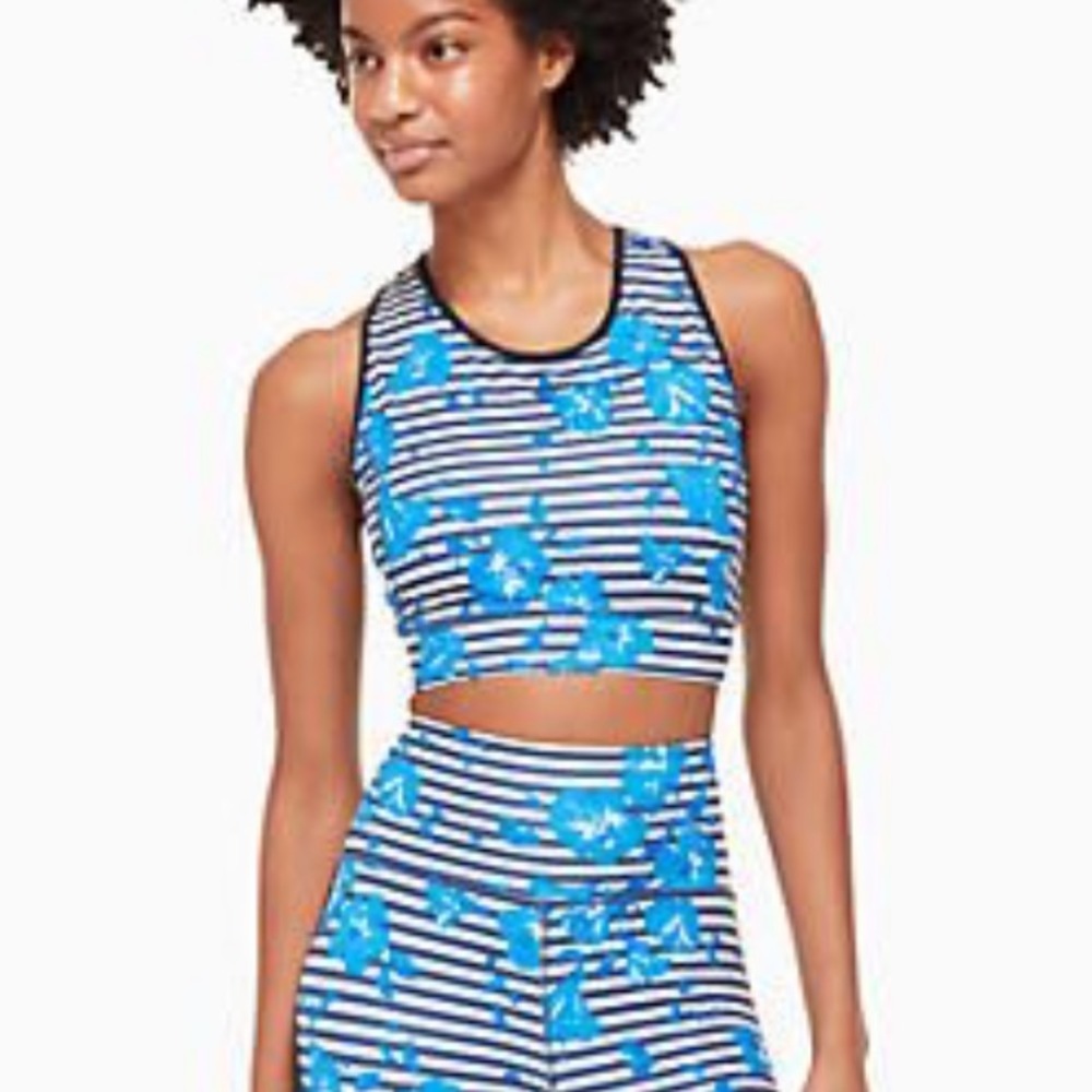 NWT KATE SPADE “hibiscus stripe” sports bra - Picture 4 of 8